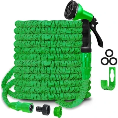 Afbeelding van SHATCHI Tuinpijp, flexibele uitbreidende magische slang met 3/4&quot;, 1/2&quot; fittingen, 8 functies spuitmondstuk, blauw of groen, 50FT/15 m