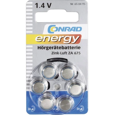 Afbeelding van Conrad energy Knoopcel ZA675 1.4 V 6 stuk(s) 630 mAh Zink lucht