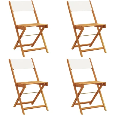 Afbeelding van vidaXL Tuinstoelen 4 st inklapbaar massief hout en stof crèmewit