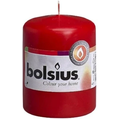 Afbeelding van Bolsius Soepele stompkaarsen rood pak van 10 8 cm decoratieve huishoudelijke kaarsen lengte brandtijd 17 uur ongeparfumeerd