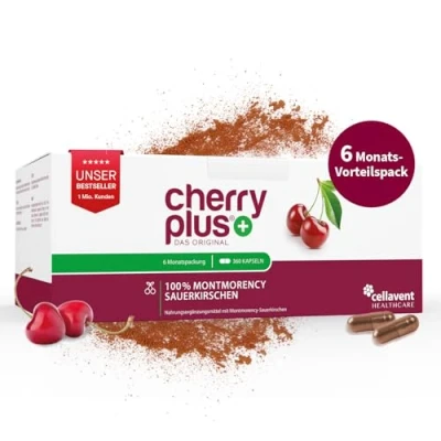 Afbeelding van Cherry PLUS extract van Montmorency zure kers (600mg) 50:1 concentratie 360 capsules zonder toevoegingen veganistisch