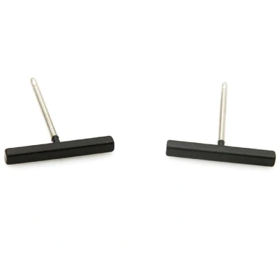 Afbeelding van Miresa Staaf Oorbellen Knopjes Staafje Zwart 1.2 cm