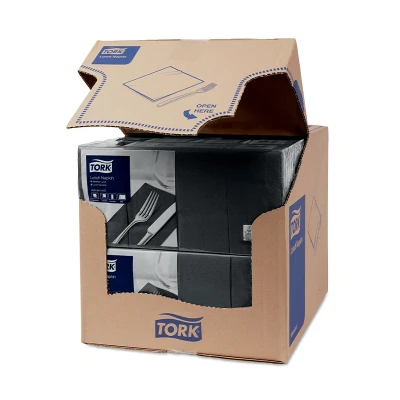 Afbeelding van Tork Lunchservet 33x33cm 2 laags 1/8 vouw Zwart 477851