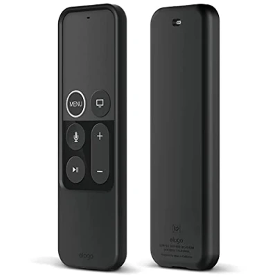 Afbeelding van elago R2 Slim Remote Case Compatibel met Apple TV Siri 4K (5e) / 4e generatie Fit, krasvrij siliconen, schokabsorptie (Zwart)