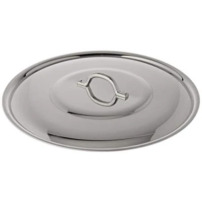 Afbeelding van Agnelli Pentole FAMA2936 plat deksel met handvat, rand en brug, zware BLTF aluminium, gepolijst zilver, 36 cm