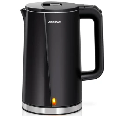 Afbeelding van Aigostar Aubrey Waterkoker 1.7L 360 draaibaar Retro Dubbelwandig 2200 Watt Zwart RVS