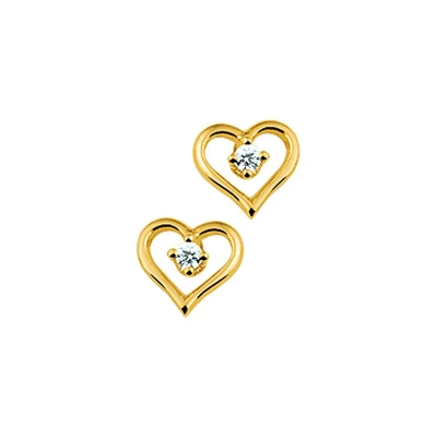 Afbeelding van Geelgouden Oorknoppen hart zirkonia 4006288 Oorbellen horloge Goudkleur