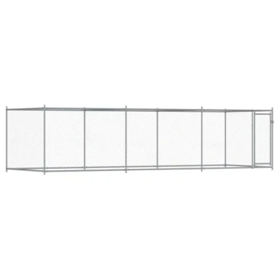 Afbeelding van vidaXL Hondenhok met deur 6x2x1,5 m gegalvaniseerd staal grijs