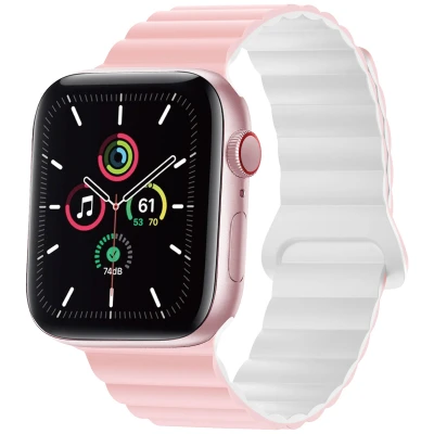Afbeelding van Apple Watch Siliconen magnetisch bandje Meerkleurig Geschikt voor Series 1/2/3/4/5/6/7/8/9/10/SE/Ultra/Ultra 2 (44/45/46/49 mm) Roze