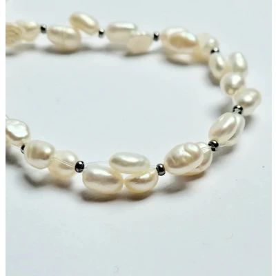 Afbeelding van Parel armband Zoetwaterparel Stainless Steel zilverkleurig handgemaakt