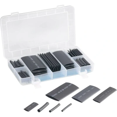 Afbeelding van TRU COMPONENTS 1564899 Krimpkous assortiment Zwart Krimpverhouding:2:1 63 onderdelen