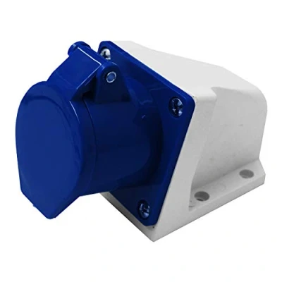 Afbeelding van Electraline 80868 industrieel stopcontact, gebogen, 32 A, 2P+T, 220 V, blauw