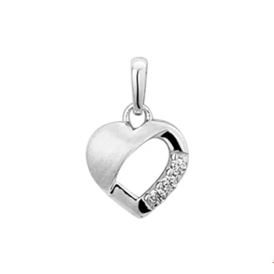 Afbeelding van Trendjuwelier huiscollectie Hanger Zilver Hart Zirkonia Poli/mat