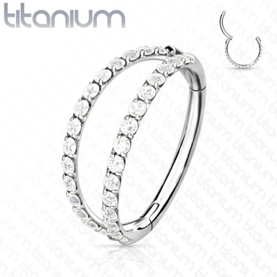 Afbeelding van piercing clicker titanium dubbel lined wit 1.2X8
