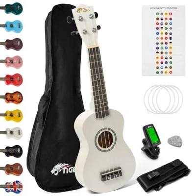 Afbeelding van TIGER Sopraan Ukulele Kit Beginners Packs (Wit)
