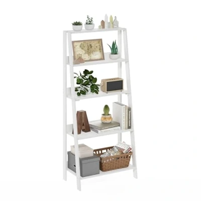 Afbeelding van Furinno Ladder Boekenkast Display Plank, 5 Tier, Wit