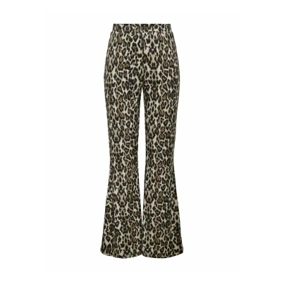Afbeelding van Only Broek Onlanna Rib Flared Aop Legging Cs J 15325339 Black/leo Dames Maat L