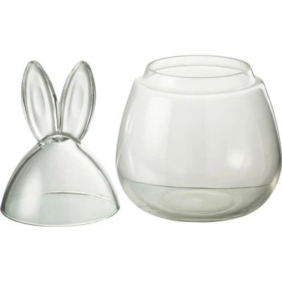 Afbeelding van J Line voorraadpot Konijn glas transparant small