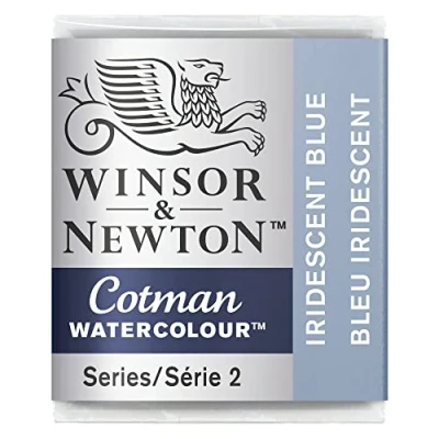 Afbeelding van Winsor &amp; Newton 0301472 Cotman Metallic Watercolour Studio Aquarelverf, levendige kleuren van hoge kwaliteit met zeer goede verwerkingseigenschappen, 1/2 napje Iridescent Blue