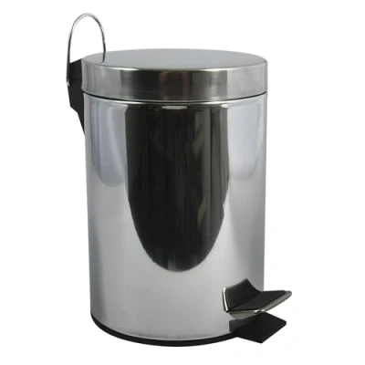 Afbeelding van MSV kleine pedaalemmer rvs zilver 3L 16 x 25 cm Badkamer/toilet Pedaalemmers