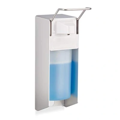 Afbeelding van Relaxdays Zeepdispenser wand 500 ml zeeppompje desinfectiemiddel dispenser
