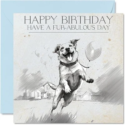 Afbeelding van Verjaardagskaarten voor honden mannen en vrouwen bont Happy Birthday Card mama papa zus broer dochter oom tante Nan oma opa collega vriend 145 mm x verjaardag wenskaarten