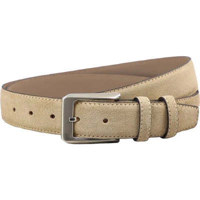 Afbeelding van Houtkamp Suede Leren Pantalon Riem Dames / Heren Echt Leer Beige Riemmaat 115