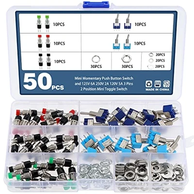 Afbeelding van Faankiton 50 stuks mini tuimelschakelaars, 125 V, 6 A, 250 2 120 5 3 polig, posities, tuimelschakelaar en aan uit SPST polige tuimelschakelaar, 16 A/250 20 A/125 V