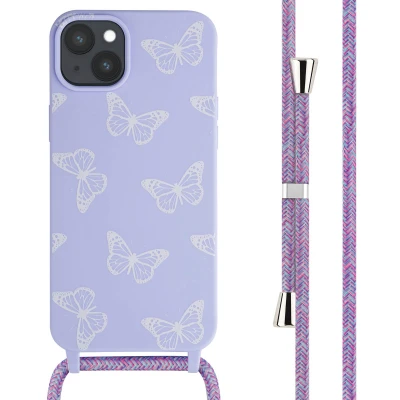 Afbeelding van Apple iPhone 15 Plus Hoesje Siliconen en TPU (zacht) iMoshion Softcase/Koordhoesje/Backcover Butterfly Telefoonhoesje