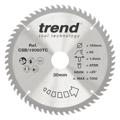 Afbeelding van Trend CSB/19060tc Craftpro zaagblad 190 mm x 60 tanden 30 mm, grijs/zwart
