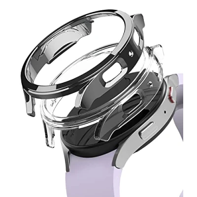 Afbeelding van Ringke Slim (2 Stuks) Compatibel met Samsung Galaxy Watch 5 40mm Case, Lichtgewicht PC Protective Hoesje Clear &amp; Dark Chrome