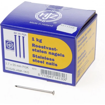 Afbeelding van Hjz RVS nagels plat geruite kop 2.7 x 55mm 1kg