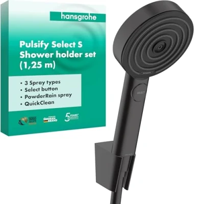 Afbeelding van hansgrohe pulsify 3j porterset 125 cm mat zwart 24302670