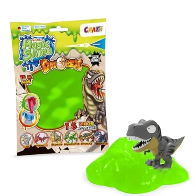 Afbeelding van CRAZE Magic Slime Foil Bag, 75 ml, incl. 1 figuur van Dinorex, slijm voor kinderen, magisch in een gesorteerde zak