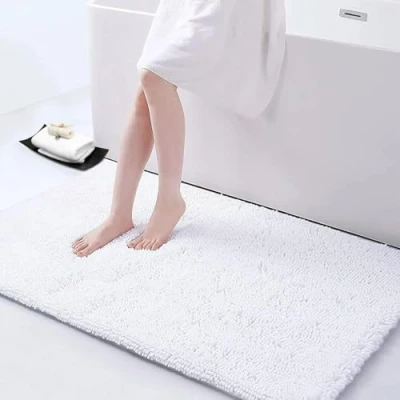 Afbeelding van Homaxy Antislip badmat, zachte chenille microvezel badkamertapijt, absorberende machinewasbaar 60 x 120 cm, wit