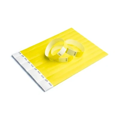 Afbeelding van Tyvek 500 stuks papieren armbanden voor controle en veiligheid, evenementen, feesten, festivals reizen, toegangsarmbanden (geel)