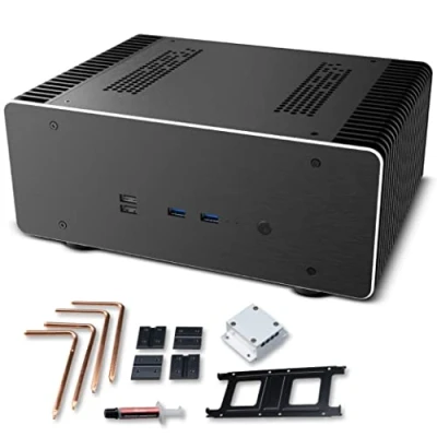 Afbeelding van Akasa Maxwell Pro Plus, Aluminium Fanless Mini ITX Case, LGA1700 Ready, Thermische Kit inbegrepen, Kleine vormfactor computerchassis voor gaming en HTPC audiofiele omgevingen, A ITX48 M2B