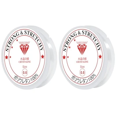 Afbeelding van 0,6 mm 15 m 0,8 6,5 transparante elastische draad voor armbanden, 2 stuks