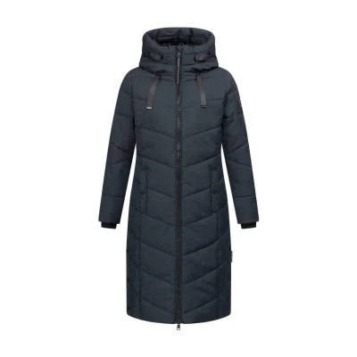 Afbeelding van Navahoo dames winterjas (XS 3XL) waterafstotend, gedeeltelijk met teddybont, 4 zakken, gewatteerde jas capuchon, warme voor N009, Donkerblauw, M