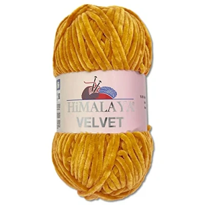 Afbeelding van Wohnkult Himalaya 100 g Velvet Dolphin breiwol, 40 kleuren om uit te kiezen, chenille breigaren, pluizige garen, glans, accessoire, kleding, dekens (90030, mosterd)