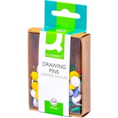 Afbeelding van Q CONNECT punaises, geassorteerde kleuren, doosje van 120 stuks 10