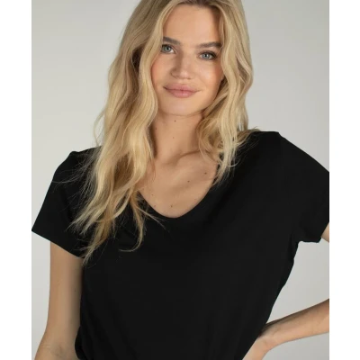 Afbeelding van JANSEN Amsterdam Tshirt Soof Twee Halslijnen Zwart XL