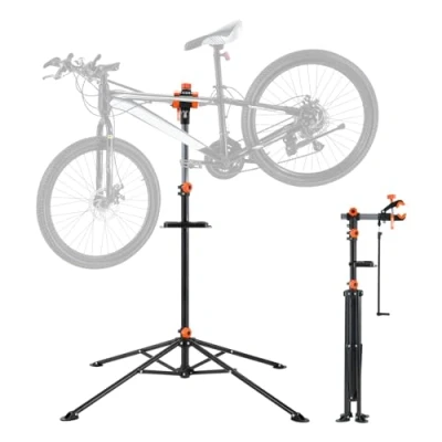 Afbeelding van VEVOR Fietsreparatiestandaard, fietsmontagestandaard, reparatiestandaard voor fietsen, zware belasting, 36,3 kg, 1079,5 1900 mm, in hoogte verstelbaar, met vier poten, zwart