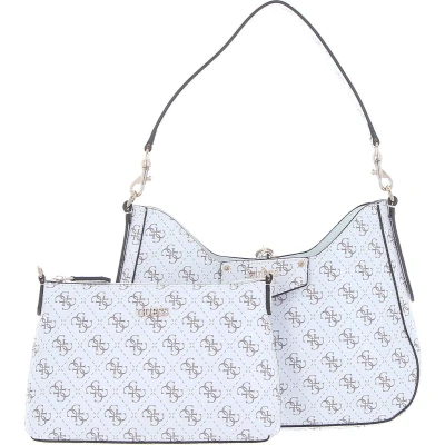 Afbeelding van GUESS Schoudertas Eco Brenton Hobo White Logo Wit