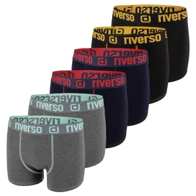 Afbeelding van riverso RIVOle Boxershorts voor heren, verpakking van 6 stuks, onderbroeken, ondergoed, retroshorts, stretch, zwart, grijs, blauw, wit, groen, rood, oranje, geel, S, M, L, XL, XXL, 3XL, 4XL, 5XL,
