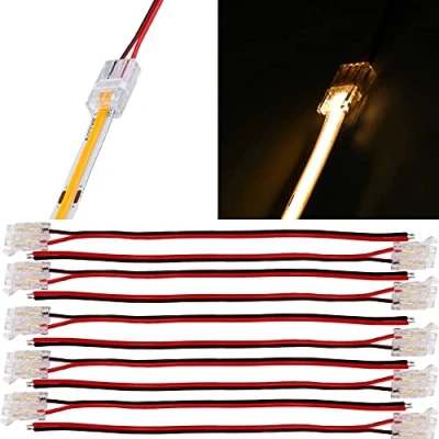 Afbeelding van Boarda 8 mm met COB LED stripconnectoren, 10 stuks 2 pins strip naar draadconnector+kabel voor enkele stripverlichting (8 mm, één connector+15 cm kabel)