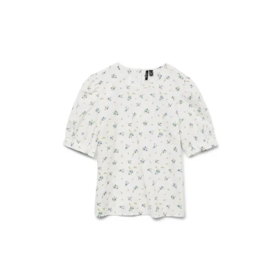 Afbeelding van Vero Moda Vmtrine Blouse, Dames, Maat: XS, Snow white/blue jasper