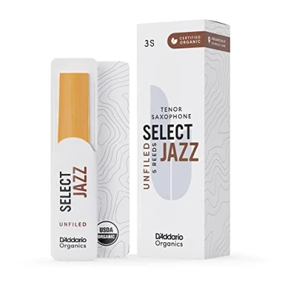 Afbeelding van D&#039;Addario Organic Select Jazz Onfiled Tenor Bladeren Saxofoon Saxbladeren het eerste en enige biologische riet 3 zacht, 5 verpakkingen