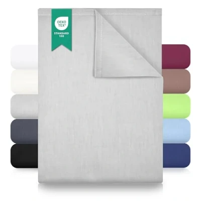 Afbeelding van GREEN MARK Textilien Classic Bedlaken Laken Linnen doek Huisdoek 100% katoen zonder elastiek vele maten en kleuren Maat: 150x250 cm, zilvergrijs