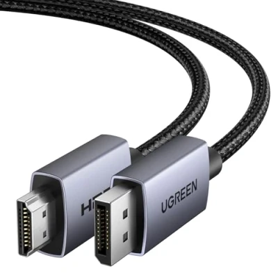 Afbeelding van UGREEN 4K@30Hz DP naar HDMI kabel, unidirectionele transmissie, aluminium lintvlecht, Displayport kabel voor gaming op meerdere schermen, compatibel met monitor, projector, HDTV, laptop (2M)